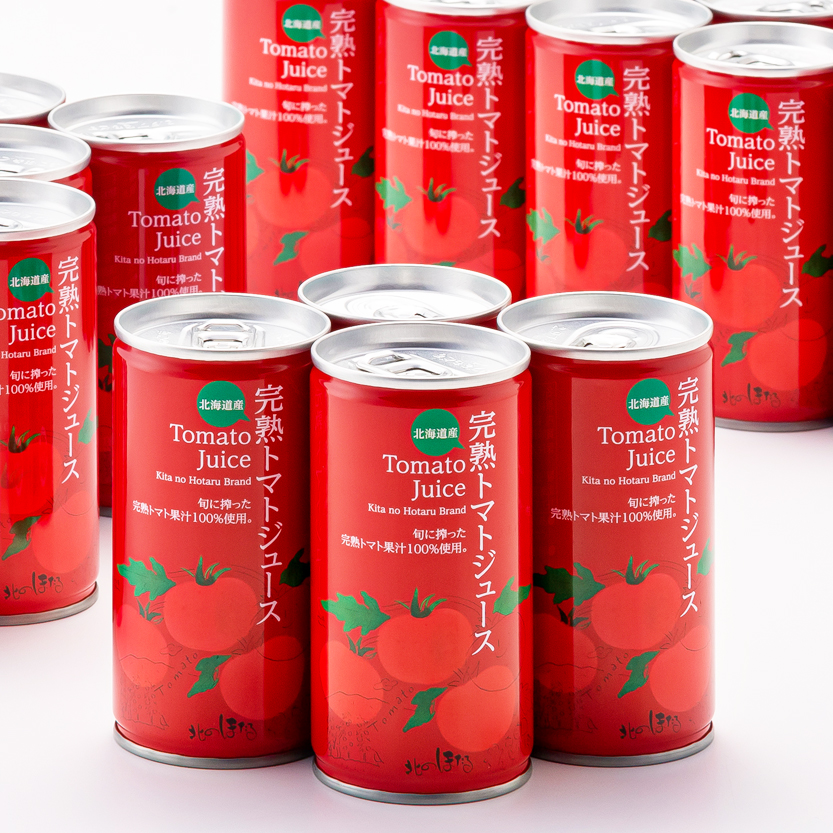 契約農家が露地栽培した完熟トマトジュース〔食塩無添加〕190g×90缶
