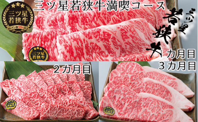 【福井県若狭町】若狭牛 定期便 3ヶ月 三ツ星若狭牛満喫コース1 高島屋 選定品 ロース すき焼き すき焼き肉 カルビ 焼肉 焼き肉 BBQ バーベキュー サーロイン サーロインステーキ ステーキ肉 黒毛和牛 牛肉 牛 肉 お肉 食べ比べ 冷凍 冷凍配送 定期 3回