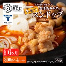 定期便 6ヶ月 白老牛 もつ スンドゥブ 4パック 韓国料理