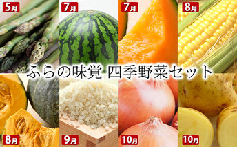 【2024年発送】ふらの味覚 四季野菜セット アスパラ スイカ トウモロコシ カボチャ ユメピリカ 玉ネギ ジャガイモ 北海道 上富良野町 定期便 各月 お届け 野菜 やさい 先行受付 果物類 メロン赤肉 ５回 