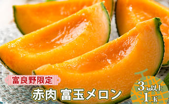 【2025年発送】富良野限定 赤肉 富王メロン 3kg以上 1玉 メロン めろん 北海道 上富良野町 果物 くだもの フルーツ デザート 果物類 メロン赤肉 なめらか ジューシー 甘い 