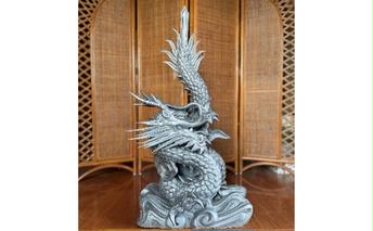 瓦細工師手作り【俱利伽羅龍】 置き物 迫力 インテリア 利伽羅不動 利伽羅明王 不動明王の化身 いぶし粘土 瓦焼き物 