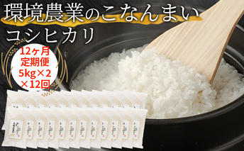 【12ヶ月定期便】環境農業のこなんまい コシヒカリ10kg お米 おにぎり 