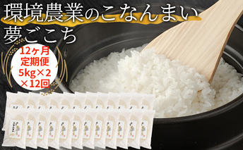 【12ヶ月定期便】環境農業のこなんまい 夢ごこち10kg お米 おにぎり 
