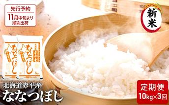 【先行予約2025年産米・11月中旬より順次出荷】北海道赤平産 ななつぼし 10kg (5kg×2袋) 【3回お届け】 精米 米 北海道 定期便 お米 