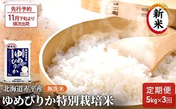 【先行予約2025年産米・11月下旬より順次出荷】無洗米 北海道赤平産 ゆめぴりか 5kg 特別栽培米 【3回お届け】 米 北海道 定期便 お米 ふるさと納税 