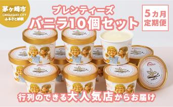 【8/7寄付額変更予定】【5か月定期便】湘南茅ヶ崎の人気店 プレンティーズのアイスクリーム（バニラ10個） お菓子 スイーツ ひんやり デザート 夏 おしゃれ かわいい バニラアイス 