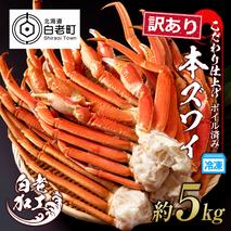  訳あり 本ズワイ蟹脚 ボイル冷凍 5kg（14～20肩前後） ギフト プレゼント かに カニ 北海道