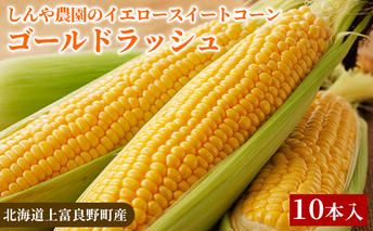 【北海道上富良野町産】しんや農園のイエロースイートコーン「ゴールドラッシュ」10本 野菜 北海道産 とうもろこし 甘みが強い 食べ応え 新鮮 国産 