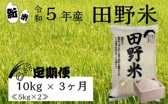 ≪先行受付中：定期便3ヵ月（10月～12月）≫  ★ 令和5年産 新米 ★【四国一小さなまち】 田野米 10kg （5kg×2袋）× 3回 ～ 精米 ・ 白米 ～ 