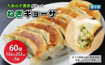 九条ねぎ農家が作ったねぎギョウザ（12個入×5袋） 〈 ぎょうざ 餃子 ギョーザ 九条ねぎ 京野菜 冷凍 冷凍餃子 惣菜 国産豚肉  おかず つまみ 夕飯 晩御飯 手軽 便利 〉 