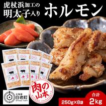 明太子入り 味付けホルモン 250g  8パック＜肉の山本＞ 北海道 豚肉 焼肉　CD007