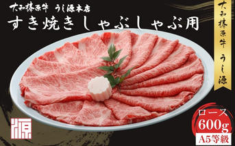 (冷凍) 大和榛原牛 すき焼き しゃぶしゃぶ用 ロース 600g／ふるさと納税 和牛 すき焼き しゃぶ用 お取り寄せグルメ 牛肉 黒毛和牛 A5 父の日 母の日 贈答 お中元 暑中見舞い お土産 正月 奈良県 宇陀市 うし源本店