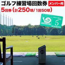 ゴルフ練習場回数券 5回券（250球） メンバー用 イベントやチケット ゴルフ場利用券 打ちっぱなし 回数券 アウトドア メンバー [CD001ya]