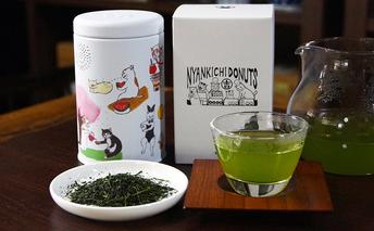 ネコ缶とほっこりお茶セット（京都深蒸し茶入）〈お茶 茶 煎茶 緑茶 深むし 深蒸し茶 京都 缶 ネコ 猫 茶筒 お茶缶 飲料 保存缶〉 加工食品 