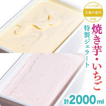 大地の恵み！！ 特製 ジェラート ( 焼き芋 ・ いちご 各1個 ) 計 2000ml アイス デザート スイーツ ふるさと納税 10000円 イチゴ いちご 苺 果物 旬 [AU100ya]