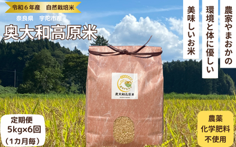 ★自然栽培米 ★定期便 毎月６回★新米 【令和6年産 】玄米 5kg ９月末より順次発送/自然栽培米 新米 令和6年産 玄米 農家やまおか 無農薬 国産 お米 奈良県 宇陀市 送料無料 ふるさと納税 新米