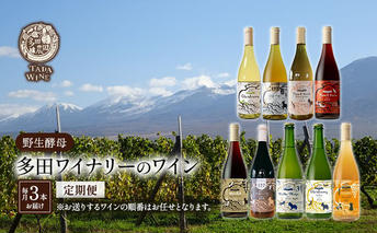 【3ヵ月定期便】野生酵母で醸したワイン 毎月3本お届け (3ヵ月間) 多田ワイナリー 北海道 上富良野町 ワイン 赤ワイン 白ワイン 微発泡ワイン オレンジワイン