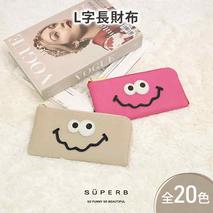 【 キョロメL字長財布 / 全20色 】 思わず誰かに見せたくなる / 薄型軽量キョロメL字財布 / L字長財布【 キョロメver. 】 L型 Lファスナー 長財布 大容量 長サイフ　オフホワイト