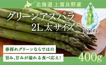 【  2026年 発送 】 先行予約  北海道 上富良野産 グリーン アスパラガス 2L サイズ 400g アスパラ 上富良野町 令和7年 発送 野菜 やさい【オンライン決済限定】