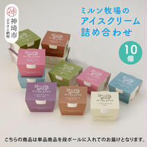佐賀脊振高原ミルン牧場のアイスクリーム10個セット【手作り 濃厚 生乳 ミルク バニラ 抹茶 チョコ ストロベリー ラムレーズン】(H102122)