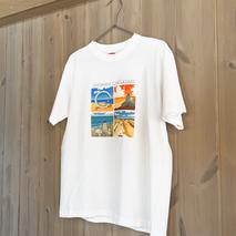 湘南・茅ヶ崎で描く、海を感じるイラストアート 『湘南ランドスケープ：Tシャツ（Mサイズ）』 /風景 犬 猫 景色 デザイン ビーチ 海辺 サザンC 