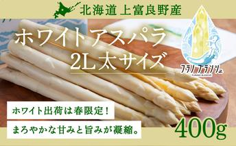先行予約 【 2026年 発送 ！】 北海道 上富良野産 ホワイトアスパラガス 2L サイズ 400g アスパラ ホワイト アスパラガス 上富良野町 令和7年発送 野菜 やさい【オンライン決済限定】