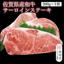 佐賀県産和牛サーロインステーキ 600g(200g×3枚)【黒毛和牛 牛肉 サーロイン ステーキ肉】(H116104）