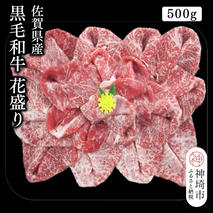佐賀県産黒毛和牛花盛り 500g【黒毛和牛 牛肉 すき焼き しゃぶしゃぶ 焼肉】(H116113)