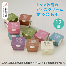 佐賀脊振高原ミルン牧場のアイスクリーム12個セット【手作り 濃厚 生乳 ミルク バニラ 抹茶 チョコ ストロベリー ラムレーズン】(H102125)
