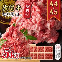 訳あり！【A4～A5】佐賀牛切り落とし 5kg(500g×10P)【肉 牛肉 ブランド牛 黒毛和牛 ふるさと納税】(H112140)