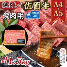 【3か月定期便】艶さし！【A4～A5】佐賀牛焼肉用 500g×3回【肉 牛肉 ブランド牛 黒毛和牛 ふるさと納税】(H112166)