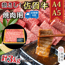 【6か月定期便】艶さし！【A4～A5】佐賀牛焼肉用 500g×6回【肉 牛肉 ブランド牛 黒毛和牛 ふるさと納税】(H112167)