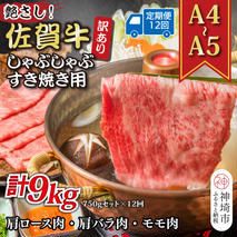 【12か月定期便】訳あり！艶さし！【A4～A5】佐賀牛しゃぶしゃぶすき焼き 750gセット×12回【肉 牛肉 ブランド牛 黒毛和牛 ふるさと納税】(H112159)