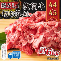 【12か月定期便】艶さし！【A4～A5】佐賀牛切り落とし 500g×12回【肉 牛肉 ブランド牛 黒毛和牛 ふるさと納税】(H112177)