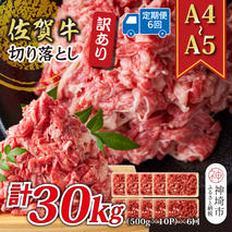 【6か月定期便】訳あり！【A4～A5】佐賀牛切り落とし 5kg(500g×10P)×6回【肉 牛肉 ブランド牛 黒毛和牛 ふるさと納税】(H112218)