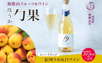 KG1008_ワインカクテル スパークリング 勹果 ほうか 紀州うめ＆白ワイン 375ml 2本 湯浅ワイナリー