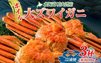 北海道 噴火湾産 ボイル オオズワイガニ 3杯 数量限定 2025年8月～10月末までお届け 大ズワイ カニ 蟹 かに 北海道産 ずわい 鍋 海鮮 てっぽう汁 お取り寄せ グルメ 冷凍 洞爺湖町 とうやマルシェ