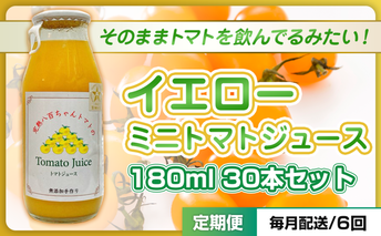 【定期便・全6回】イエローミニトマトのトマトジュース 180ml 30本セット × 6回｜国産 姫路産 八百ちゃんトマト 100%ストレート