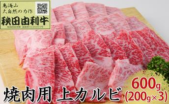 秋田由利牛 焼肉用 上カルビ 600g（200g×3パック 焼き肉） バラ(カルビ) お肉 牛肉 バーベキュー 