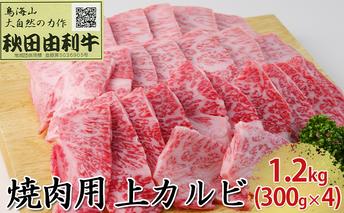 秋田由利牛 焼肉用 上カルビ 1.2kg（300g×4パック 焼き肉） バラ(カルビ) お肉 牛肉 バーベキュー 